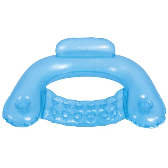 50" Blue Mosaic Water Lounger with Cup Holders & Backrest